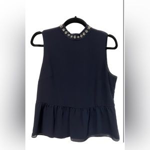 JCrew Peplum Top with Jeweled Accent Size M Pre-worn